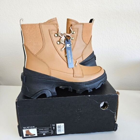 NWT Sorel | Brex Lug Leather Lace Up Waterproof Brown Boot, Women's 9 - Picture 3 of 11